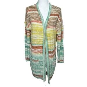 Soft Surroundings Women's Size L Open Front Long Duster Cardigan Juniper Sweater